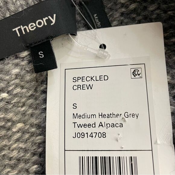 Theory Tweed Alpaca Speckled Crewneck Knit Sweater Small NEW Gray Quiet Luxury - Picture 10 of 12